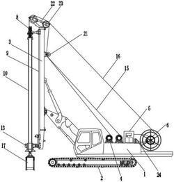 旋挖鉆機加裝潛孔錘的伸縮鉆桿安裝結(jié)構(gòu)